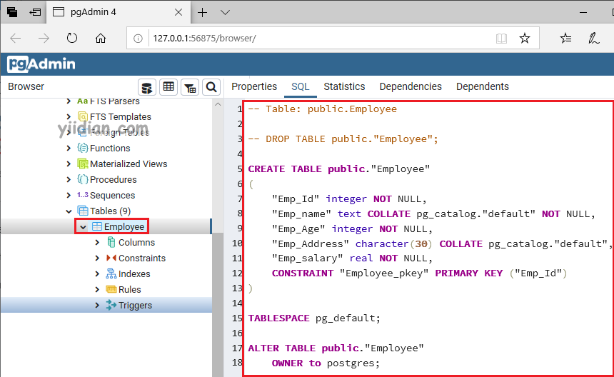 Create Table Postgresql Query